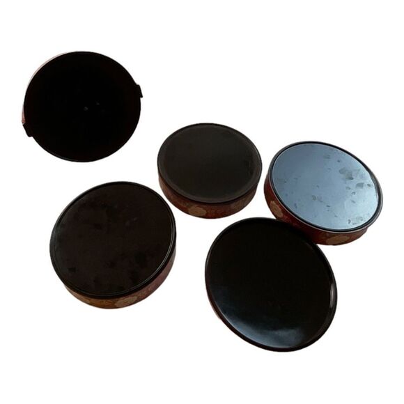 Vintage Retro Bento Box Red Enamel Floral  3 Pieces Lid and Holder - Picture 10 of 14